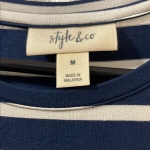 Style & Co Navy and Cream Striped Dress